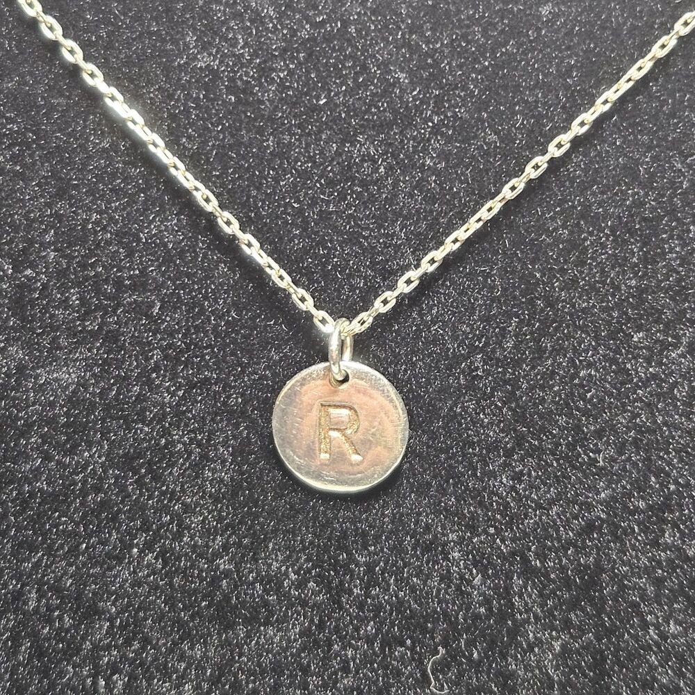 Sterling Silver MiaBella Letter R Round Pendant Necklace 18-20"
